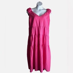 Old Navy Womens Gauze Tiered Maxi Dress Plus Pink Pockets Smocked Textured
